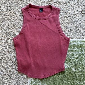 SHEIN Ribbed Pink Halter Top